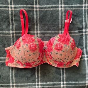 Victoria's Secret Floral Lace Bra - Pink and Nude